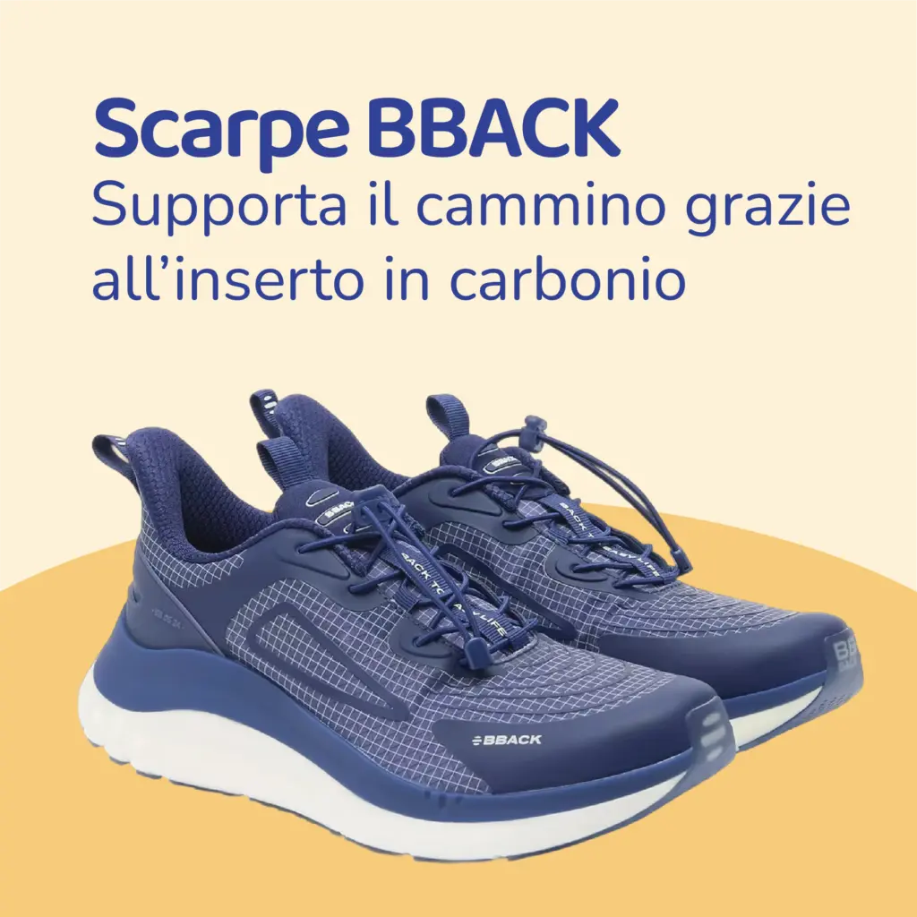 Scarpe BBACK Pro-Dynamic blu con inserto in carbonio per supportare il cammino