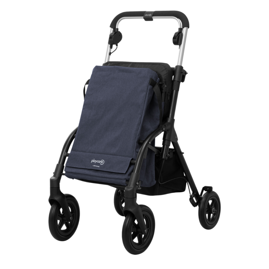 deambulatore pieghevole con seduta e borsa