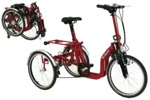 Triciclo Di Blasi R32 nelle configurazioni aperta e ripiegata