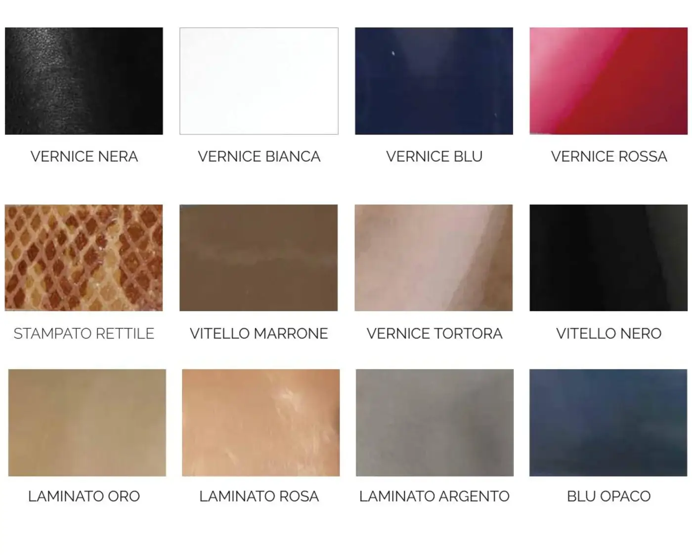 Dodici colori e finiture disponibili per le ciabatte con plantare su misura